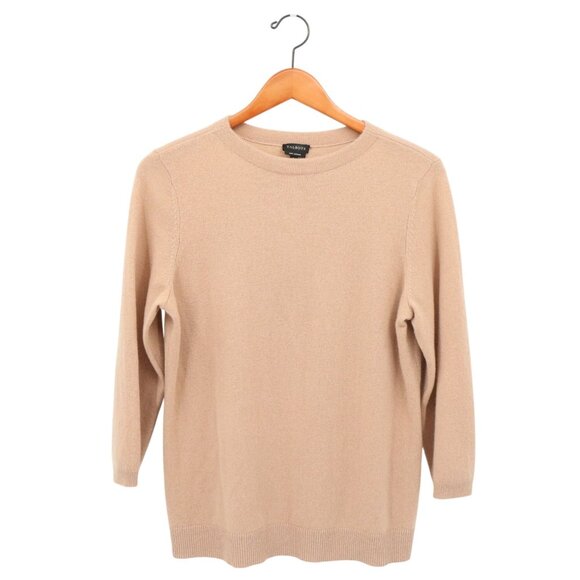 Talbots 100% Cashmere 3/4 Sleeve Light Brown Round Neck Pullover Sweater L - Picture 1 of 4